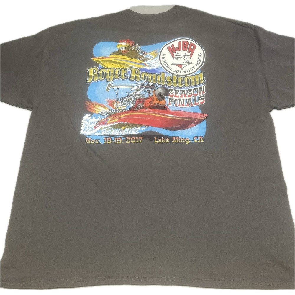 Hanes T-Shirt Mens 3XL Roger Roadstrom NJBA Jet Boat Racing Gray Graphic Hanes